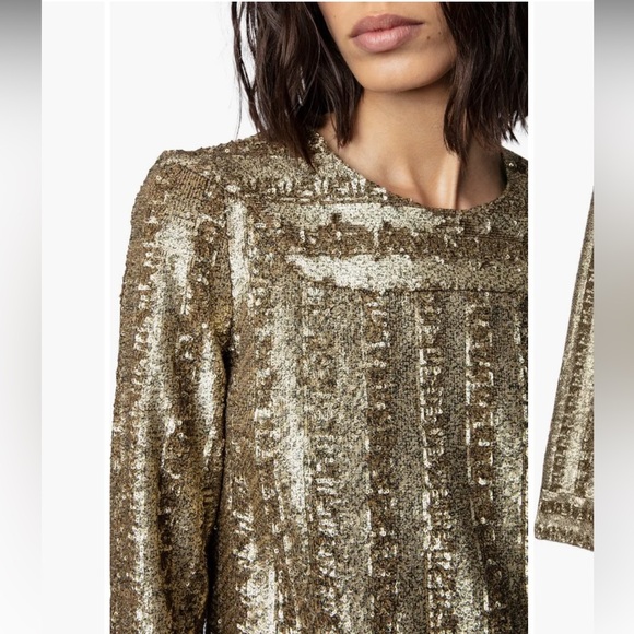 ZADIG & VOLTAIRE Gold Roysee Sequin Mini Dress | XS - Picture 3 of 11